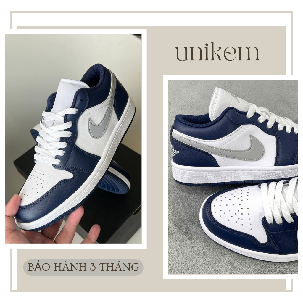 Giày Sneaker Nam Nữ, Giày Thể Thao Navy Vệt Xám Cổ Thấp Dễ Phối Đồ || JA 05
