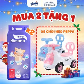   2B   TẶNG XE CHÒI HEO PEPPA  - Combo 2 Bịch Tã Bỉm Dán Quần BIMANA HÀN QUỐC Thấm Hút Tốt Đủ Size NB76 - 3XL38 