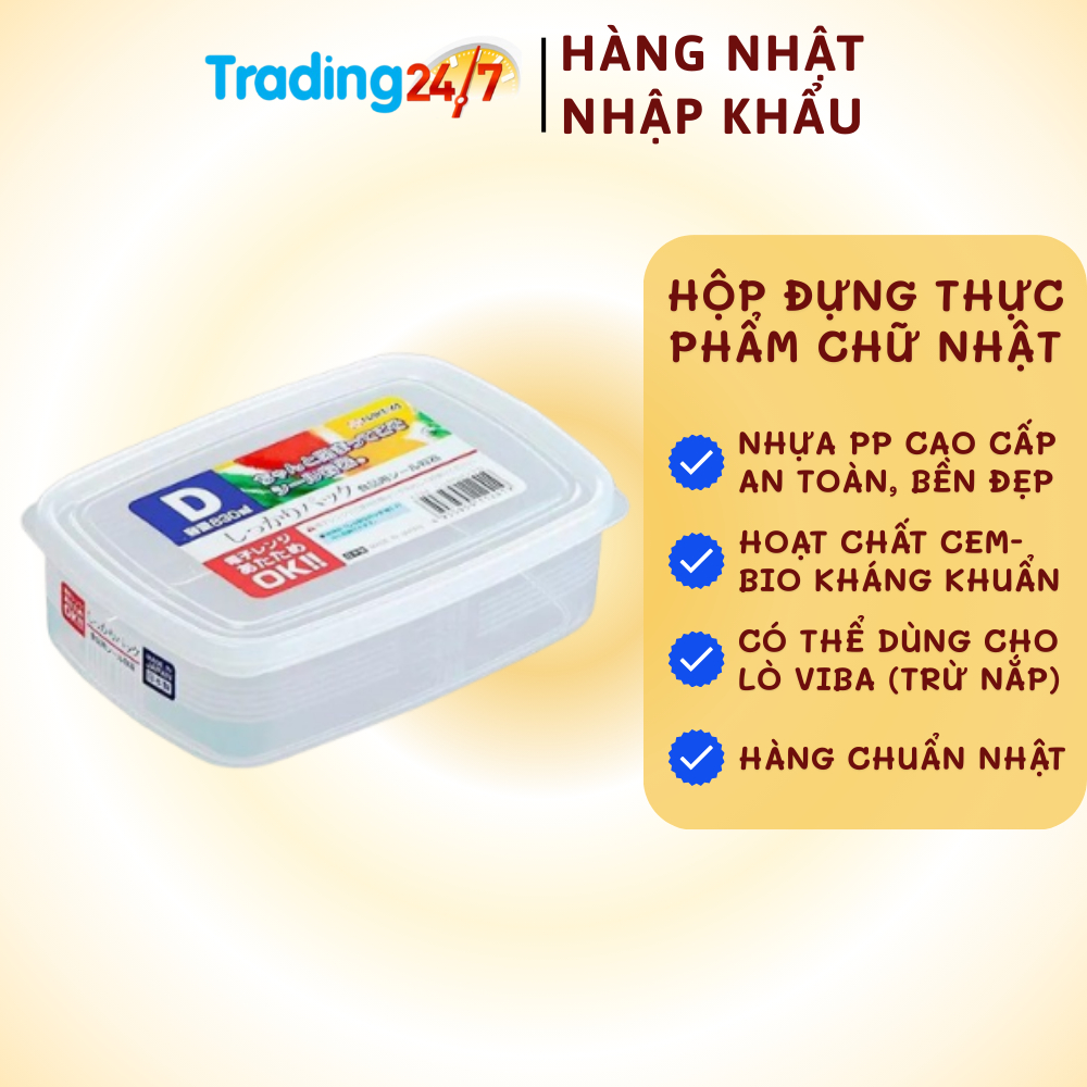 ( Nhật Bản ) Hộp đựng thực phẩm chữ nhật nakaya 830ml hàng chuẩn Nhật