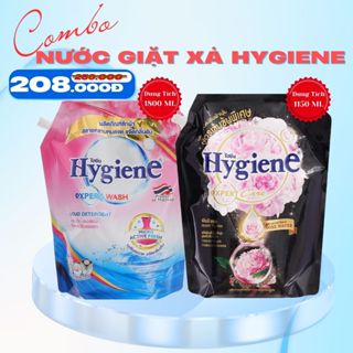 COMBO 2 Túi Nước Giặt Xả Vải Hygiene Đen Và Hồng - Thể Tích Nước Giặt 1800ML Và Nước Xả 1150ML 