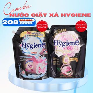 COMBO 2 Túi Nước Giặt Xả Vải Hygiene Đen - Thể Tích Nước Giặt 1800ML Và Nước Xả 1150ML