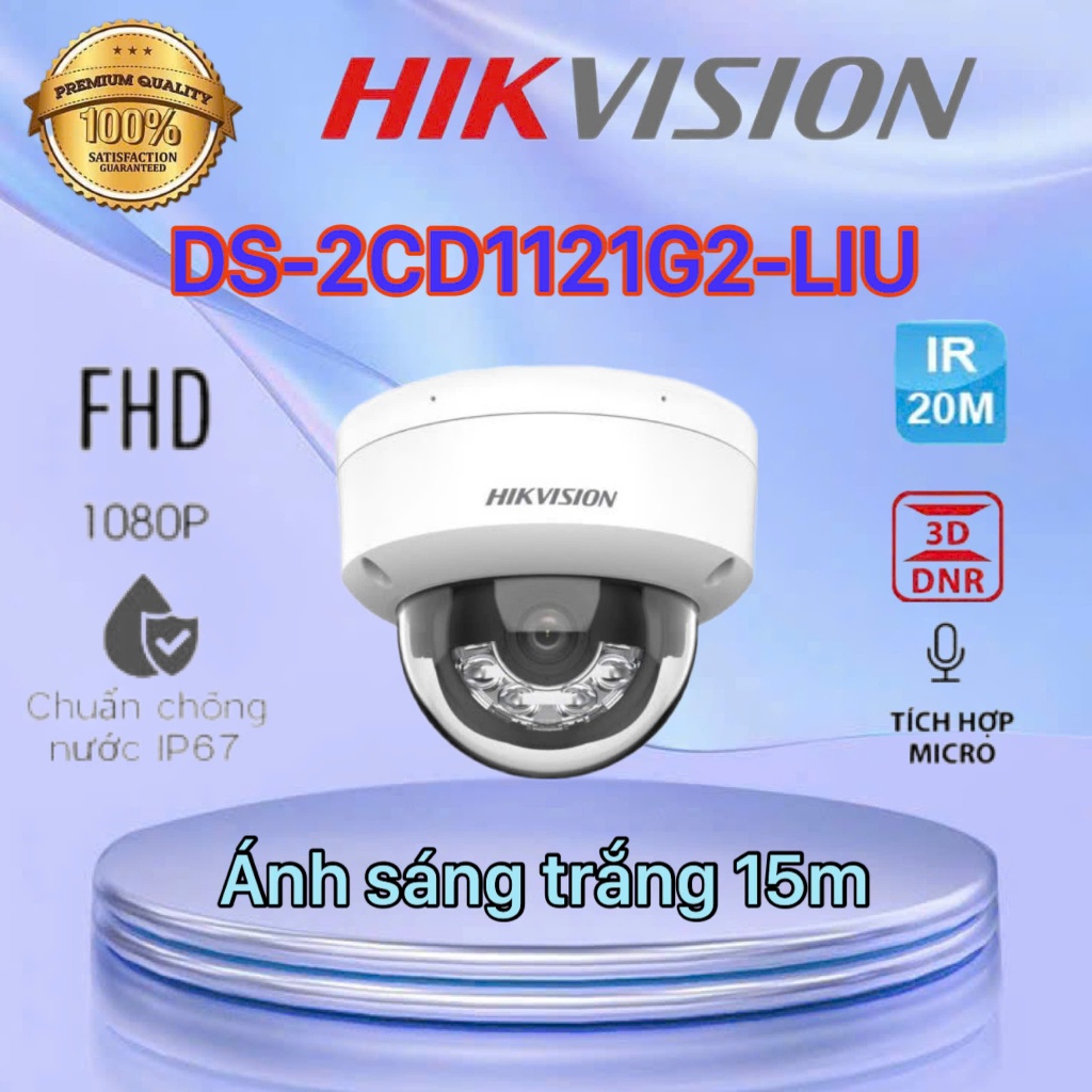 Camera IP 2MP bán cầu HIKVISION DS-2CD1121G2-LIU-có mic hỗ trợ POE