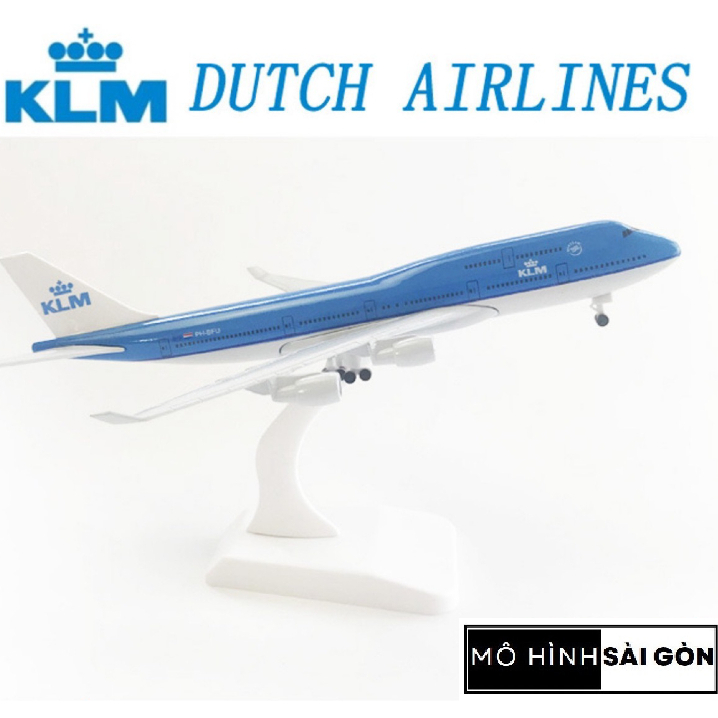 Máy Bay Boeing 747-400 Hãng Hàng Không Quốc Gia Hà Lan KLM Dutch Airlines Tỉ Lệ 1:400 Hợp Kim Cao Cấ