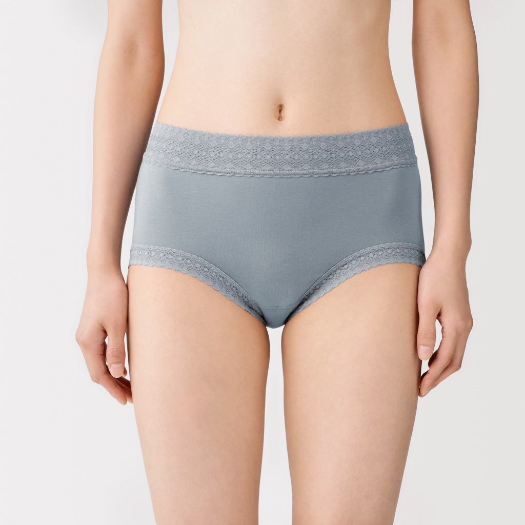 MUJI Quần Lót Lưng Cao Vải Lyocell Viền Ren Cho Cho Nữ