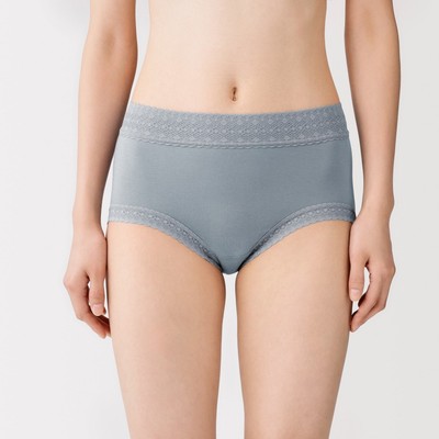 MUJI Quần Lót Lưng Cao Vải Lyocell Viền Ren Cho Cho Nữ