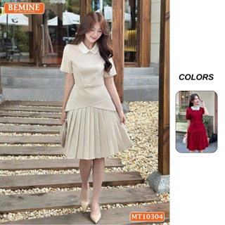 Đầm thiết kế BEMINE cổ sen vạt kiểu dáng chữ A tùng váy xếp ly phù hợp đi làm-MT10304 