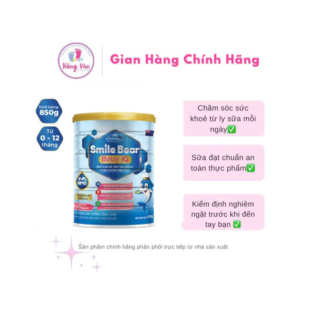 {Chính hãng} 1 lon tặng 1 vỉ Sữa bột Smile Bear Baby IQ- Pedia IQ - Grow IQ 900g cho bé