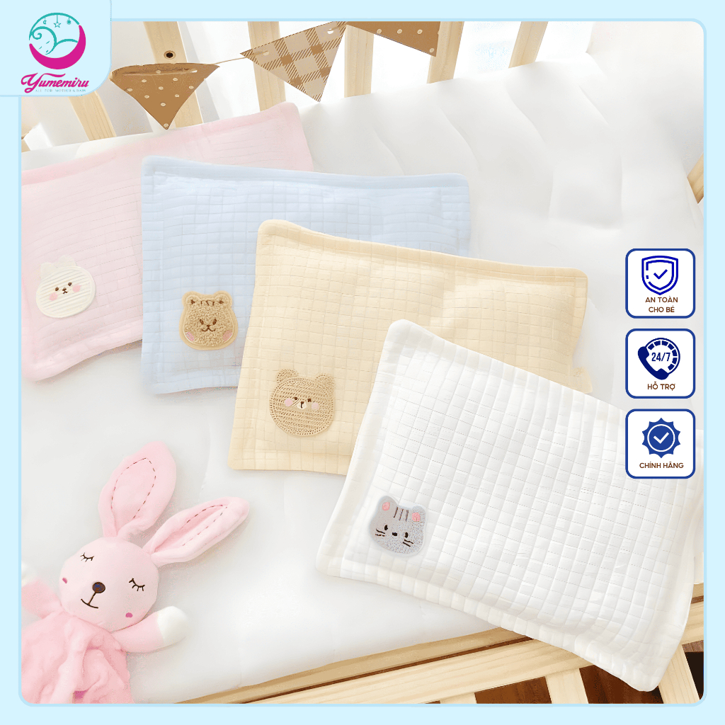 [GIÁ TỐT 25.03] Gối cho bé sơ sinh vải xốp trần bông mềm mại thoáng khí thoải mái cho em bé