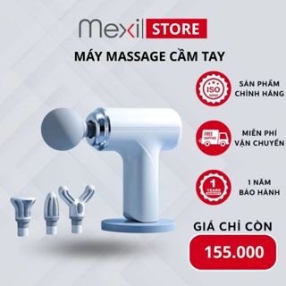 Máy Massage MEXI Cầm Tay Mini, Massage Cầm Tay Mini Toàn Thân 6 Cấp Độ Chuyên Sâu Đa Năng, 4 Đầu
