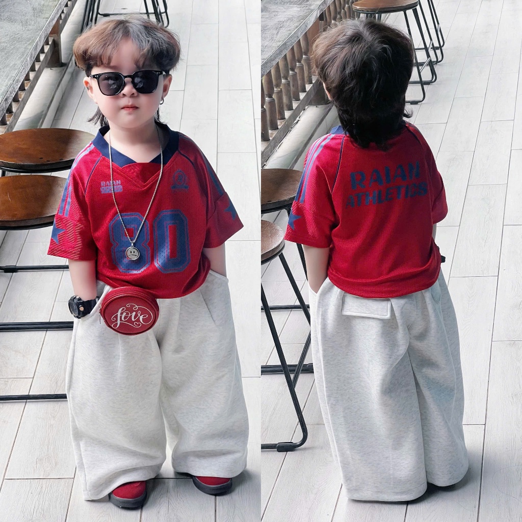 Roaian-kids Áo thun lưới số số 80 ver 2 cho bé trai và bé gái thoải mái dễ phối đồ TN-IN-01