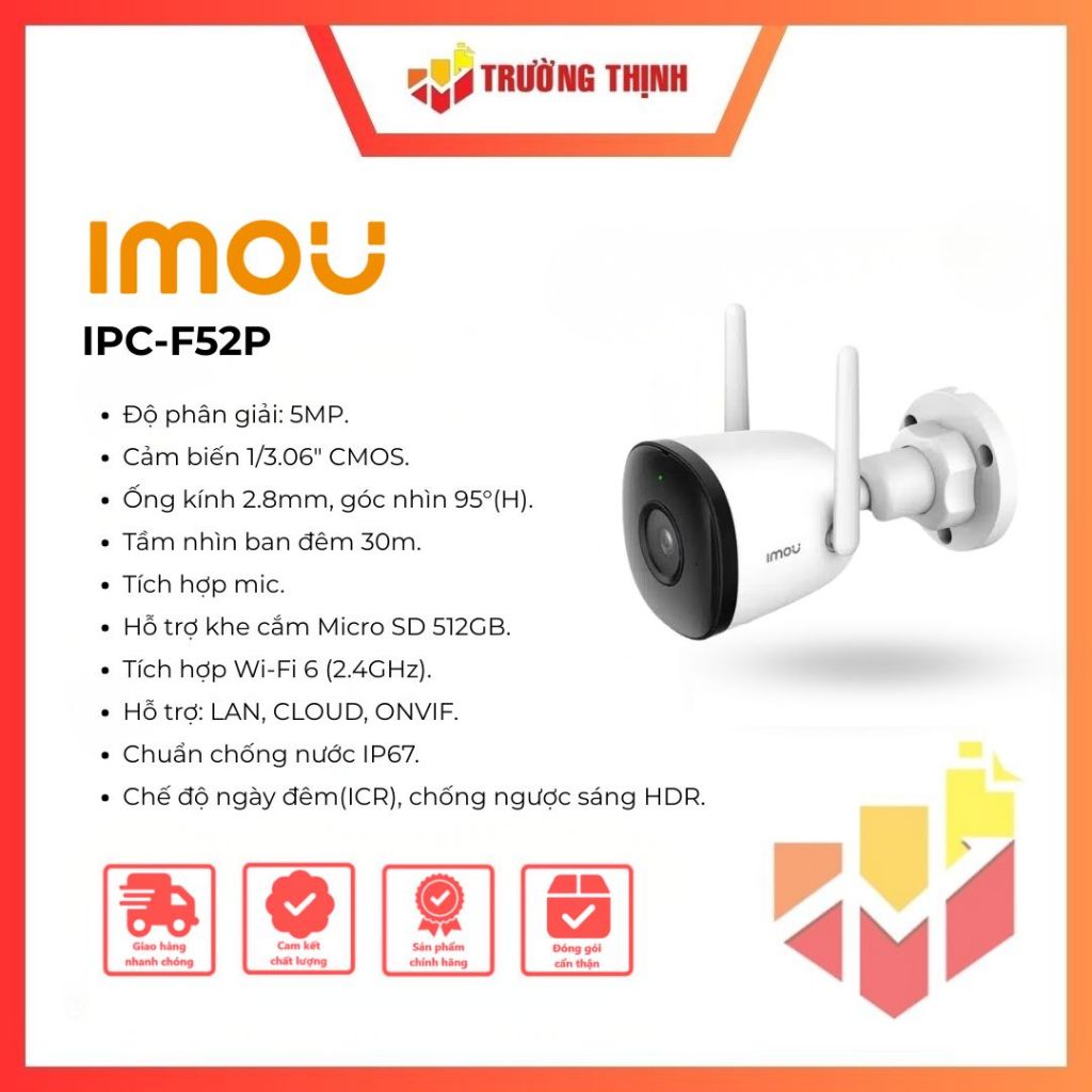 Camera Wifi ngoài trời 5MP IMOU IPC-F52P