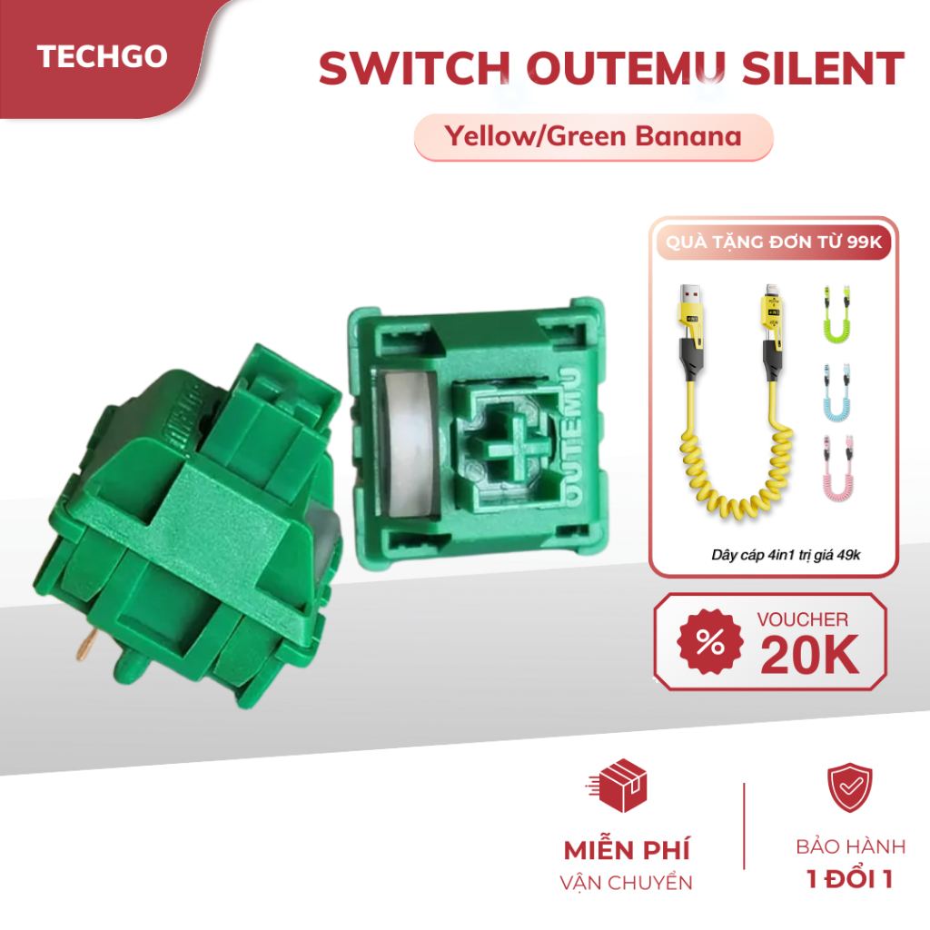 Switch Outemu Banana Yellow 5 Pin, Công Tắc Bàn Phím Cơ Linear Êm Ái, Gõ Nhẹ Tay