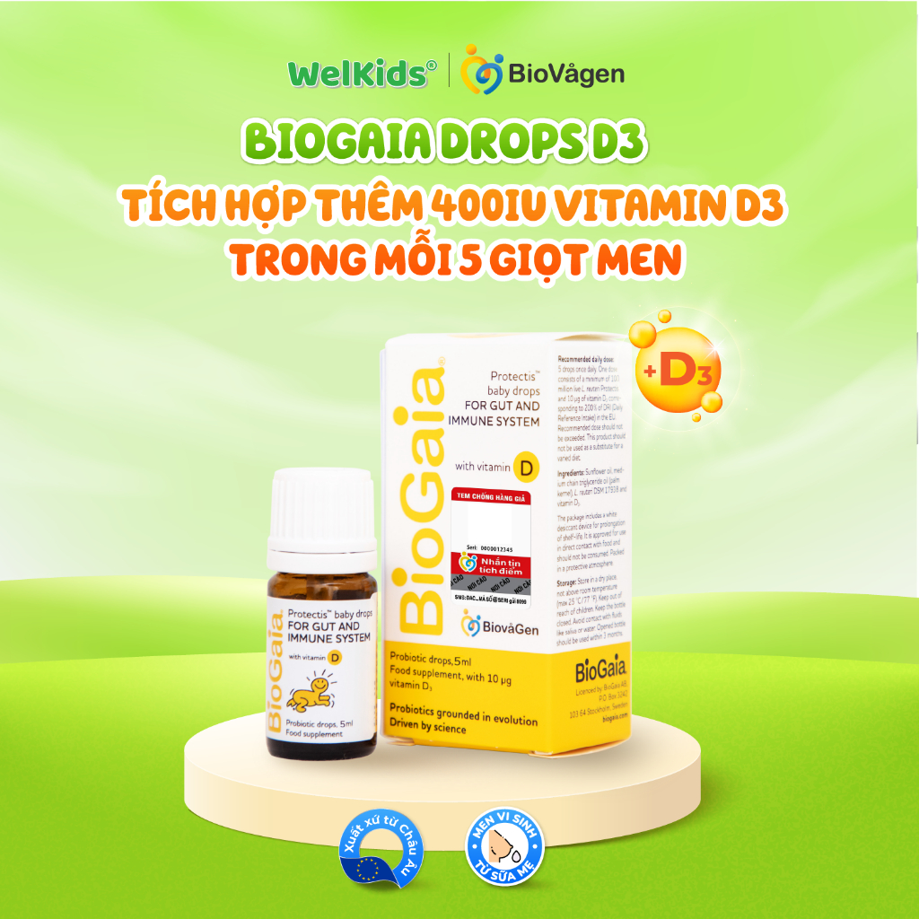 Men vi sinh BioGaia ProTectis baby drops with vitamin D3 hỗ trợ tiêu hóa khỏe, tăng đề kháng xuất xứ