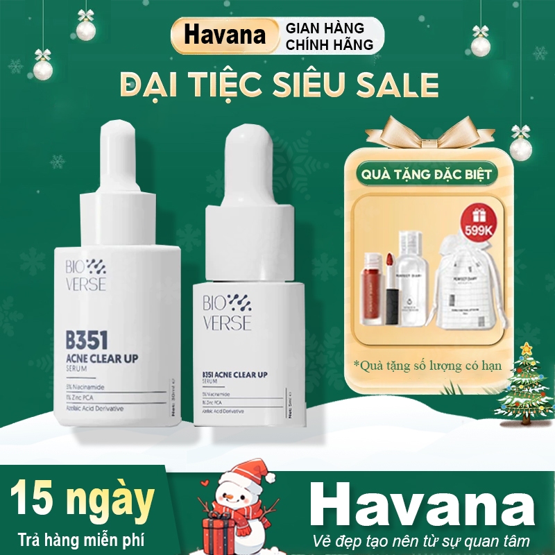 Tinh chất Bioverse B351 Acne Clear up Niacinamide 5% + Zinc 1% hỗ trợ giảm mụn hiệu quả