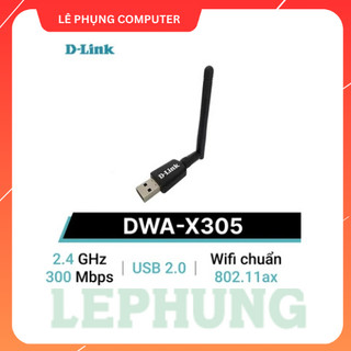 Bộ Chuyển Đổi USB Wi-Fi 6 D-Link DWA-X305 Chuẩn AX300 Có Ăng-Ten Ngoài Cắm Vào Sử Dụng Ngay. bảo hành 3 năm