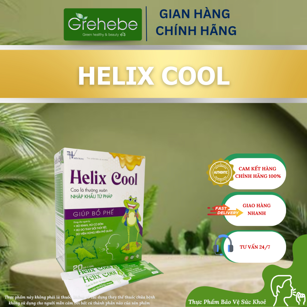 [TPBVSK] HELIX COOL – Siro Thảo Dược Hỗ Trợ Giảm Ho, Sổ Mũi (H/20 gói x 10ml)