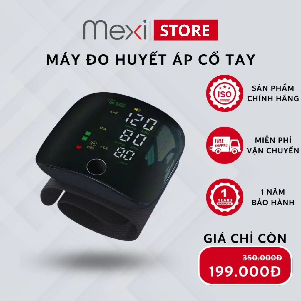 Máy Đo Huyết Áp Cổ Tay MEXI - Tự Động Đo Màn Hình LCD Kỹ Thuật Số, Sạc Pin, Sử dụng đơn giản