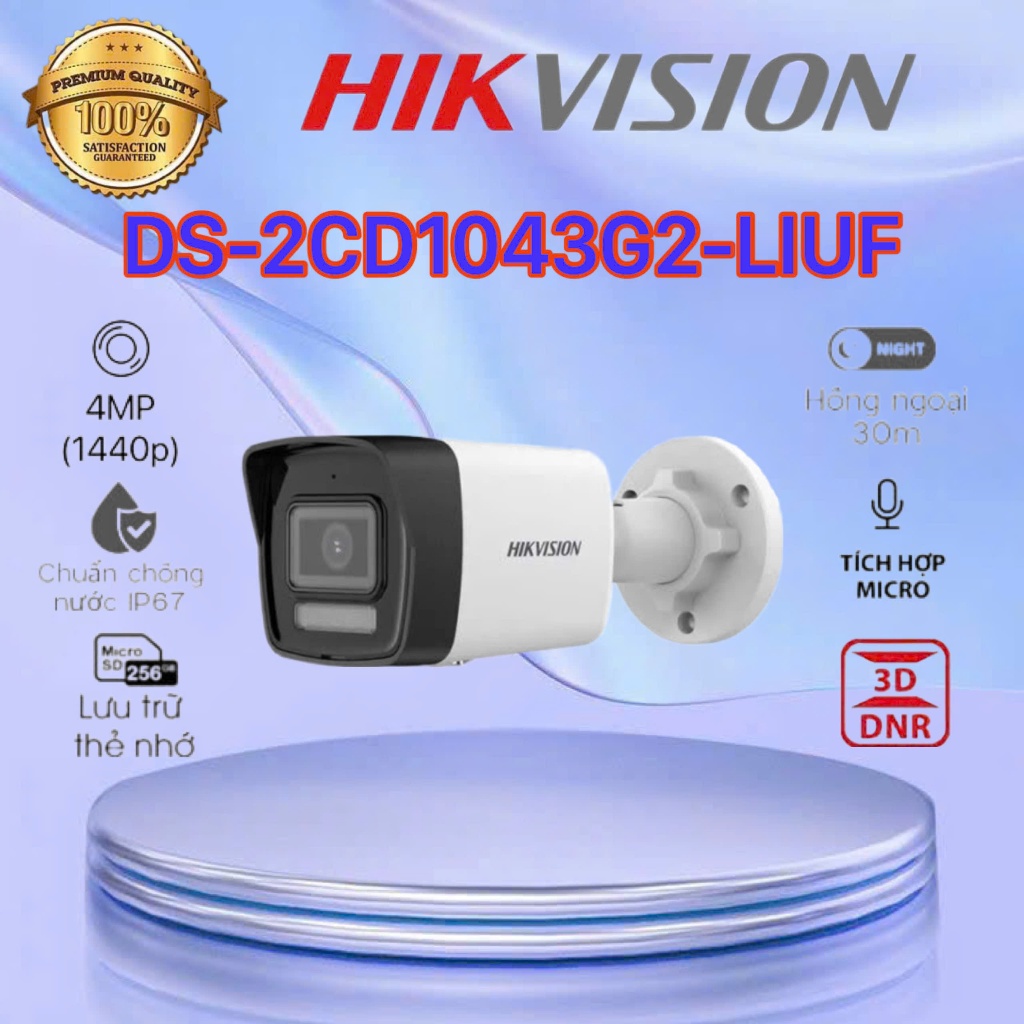 Camera IP 4MP thân trụ HIKVISION DS-2CD1043G2-LIUF-có mic