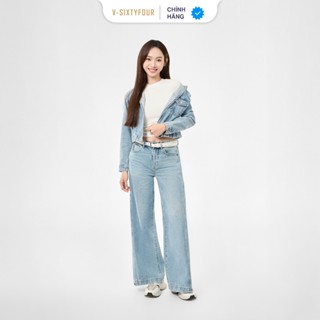  ÁO KHOÁC NỮ DENIM LIGHT BLUE CÓ NÓN FORM CROP - 125WD1042F3 