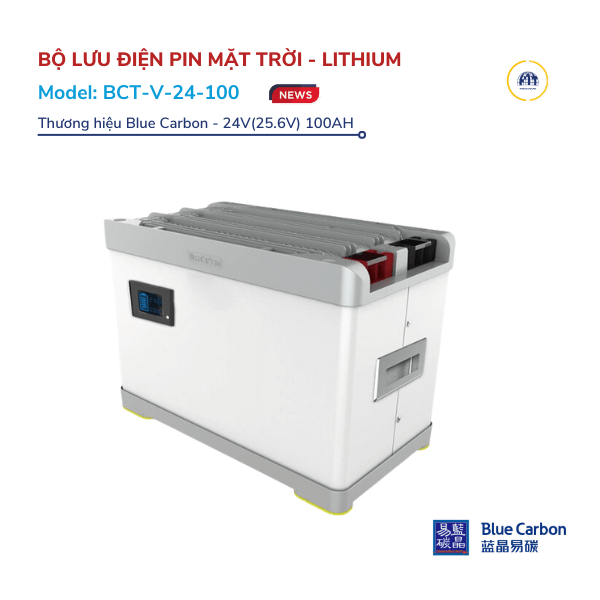 Pin lithium lưu điện năng lượng mặt trời 24v 100Ah Bue Carbon