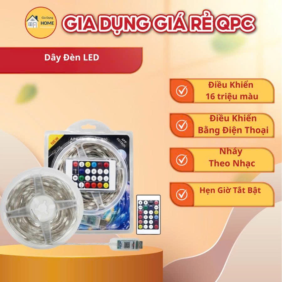 Đèn dây led ARGB 16 triệu màu 10M ,20M điều khiển bằng điện thoại, nháy theo nhạc, quấn cây thông, t