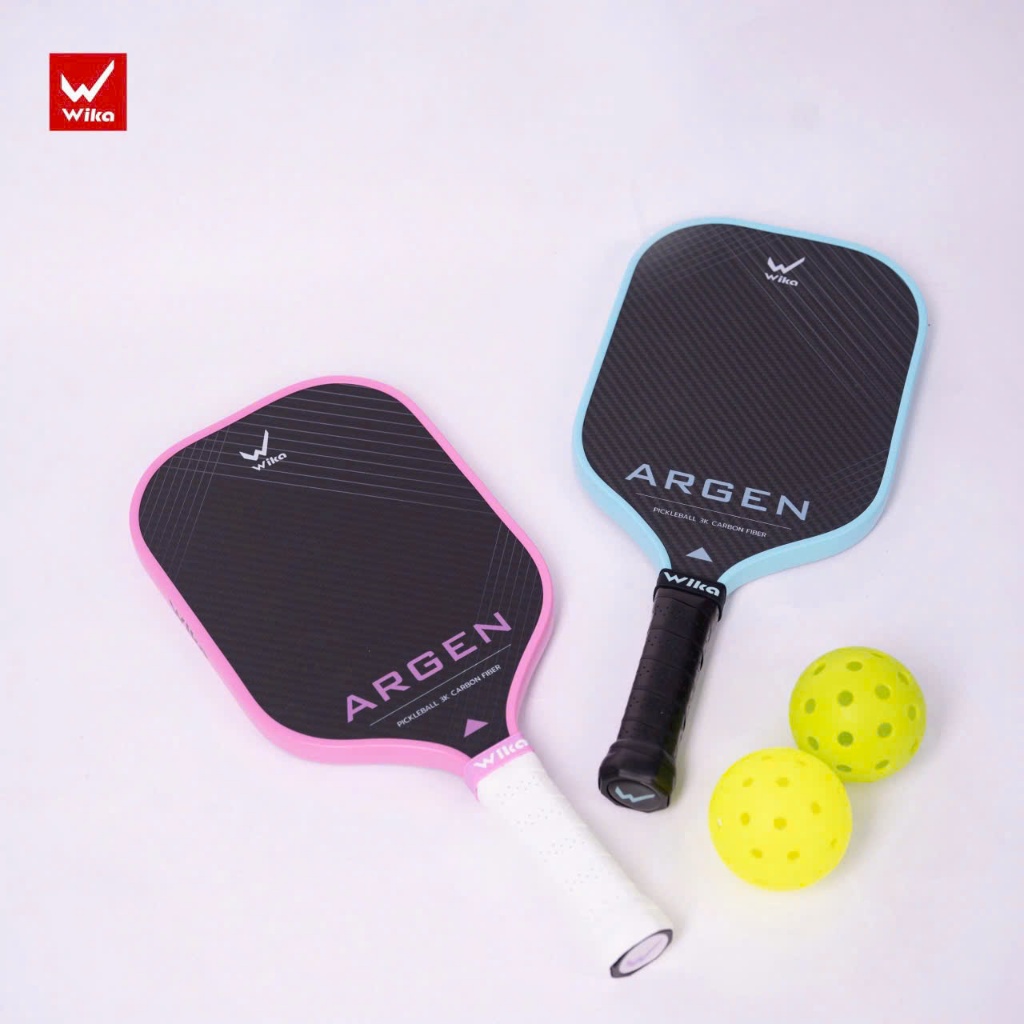 Vợt Pickleball Wika Argen 3K Carbon Fiber nhám lõi tổ ong PP 16mm chính hãng nguyên hộp cao cấp hồng