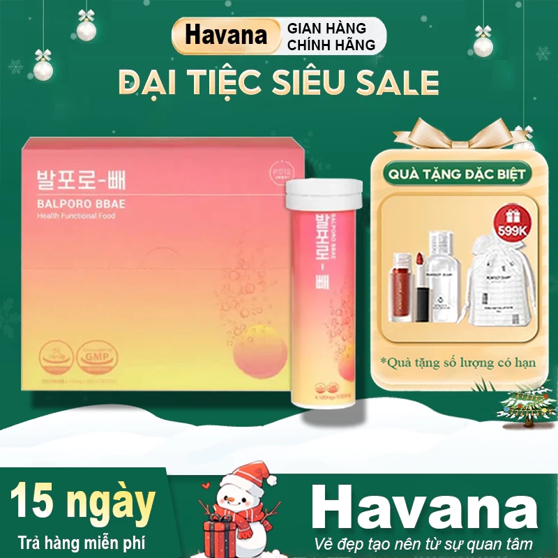 Viên sủi chuyển hoá chất béo Balporo BBae Hàn Quốc, hỗ trợ giảm cân, dưỡng da sáng mịn, phân phối độc quyền bởi BBae L