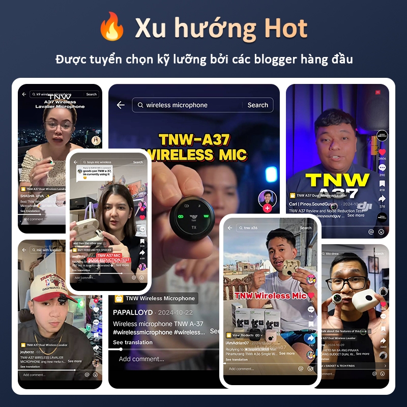 TNW A37 Micro Thu âm Không Dây Micro Livestream Micro Không Dây Cài Áo Thu Âm,Ghi âm không dây Clip on Mic | BigBuy360 - bigbuy360.vn