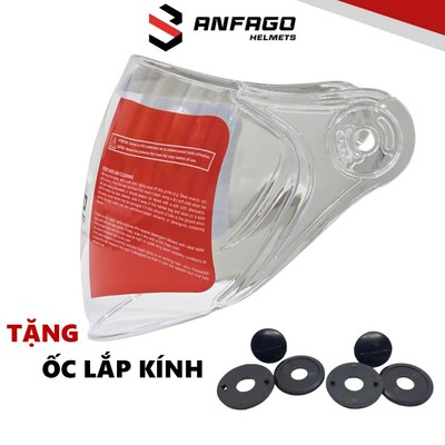 Kính chống bụi mũ bảo hiểm chính hãng ANFAGO HELMETS, kính dài che cả mặt thay thế cho nón 1/2, 3/4