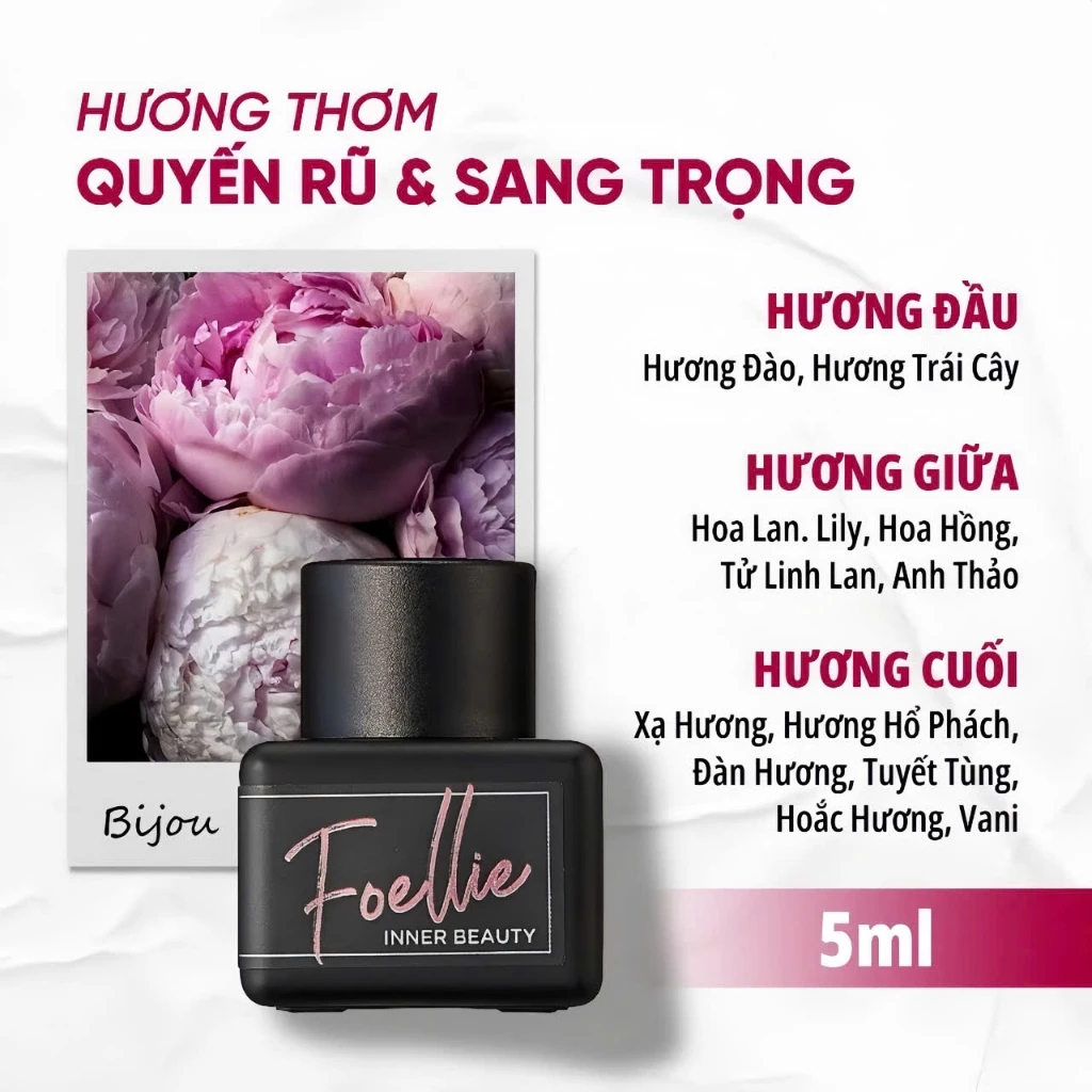 [CHE TÊN] Nước Hoa Vùng Kín Foellie Đen Hương Hoa Hồng Đen Hương Thơm Tươi Mát Cuốn Hút Quyến Rũ