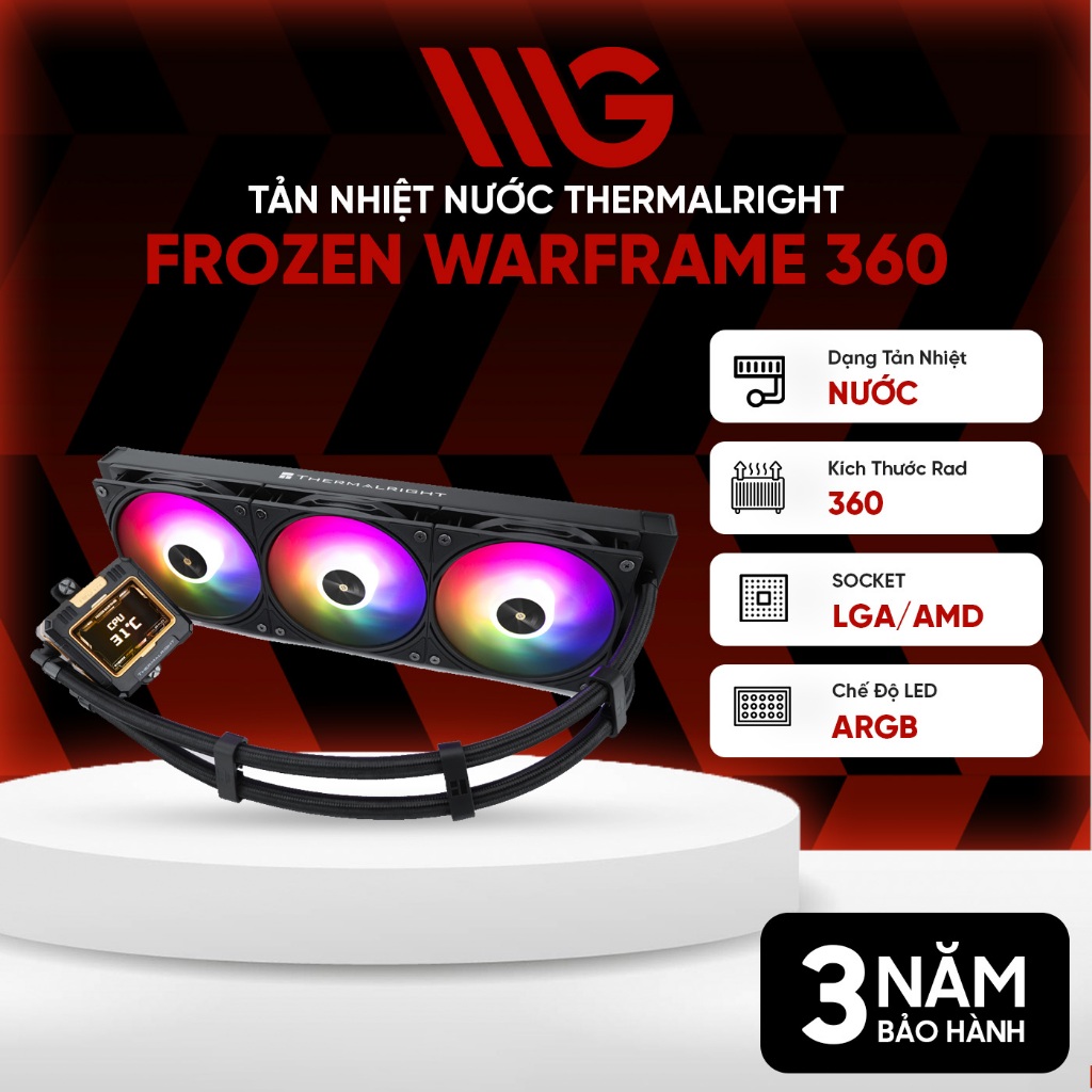 Tản nhiệt nước Thermalright Frozen Warframe 360 BLACK ARGB  - Bảo hành 36 tháng