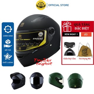  Mũ Bảo Hiểm Full face Royal M136 Đen Nhám - Bảo Hành 12 Tháng  TẶNG Miếng Chắn Bụi Cằm + Tem Cờ  