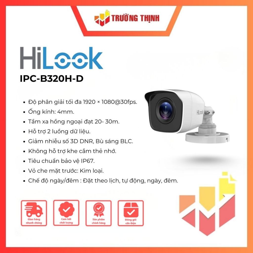Camera IP hồng ngoại 2.0 Megapixel HILOOK IPC-B320H-D
