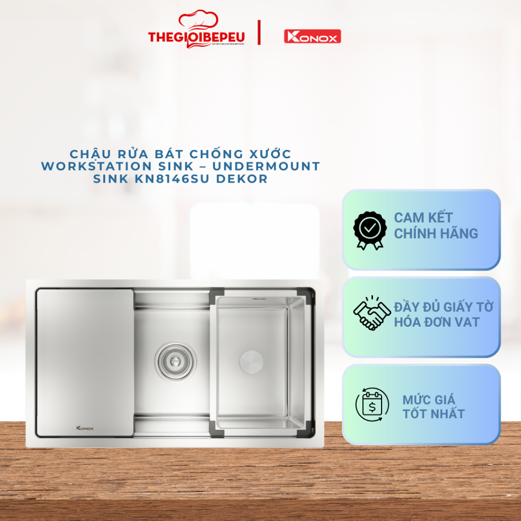 Chậu rửa bát chống xước Workstation Sink – Undermount Sink KN8146SU Dekor