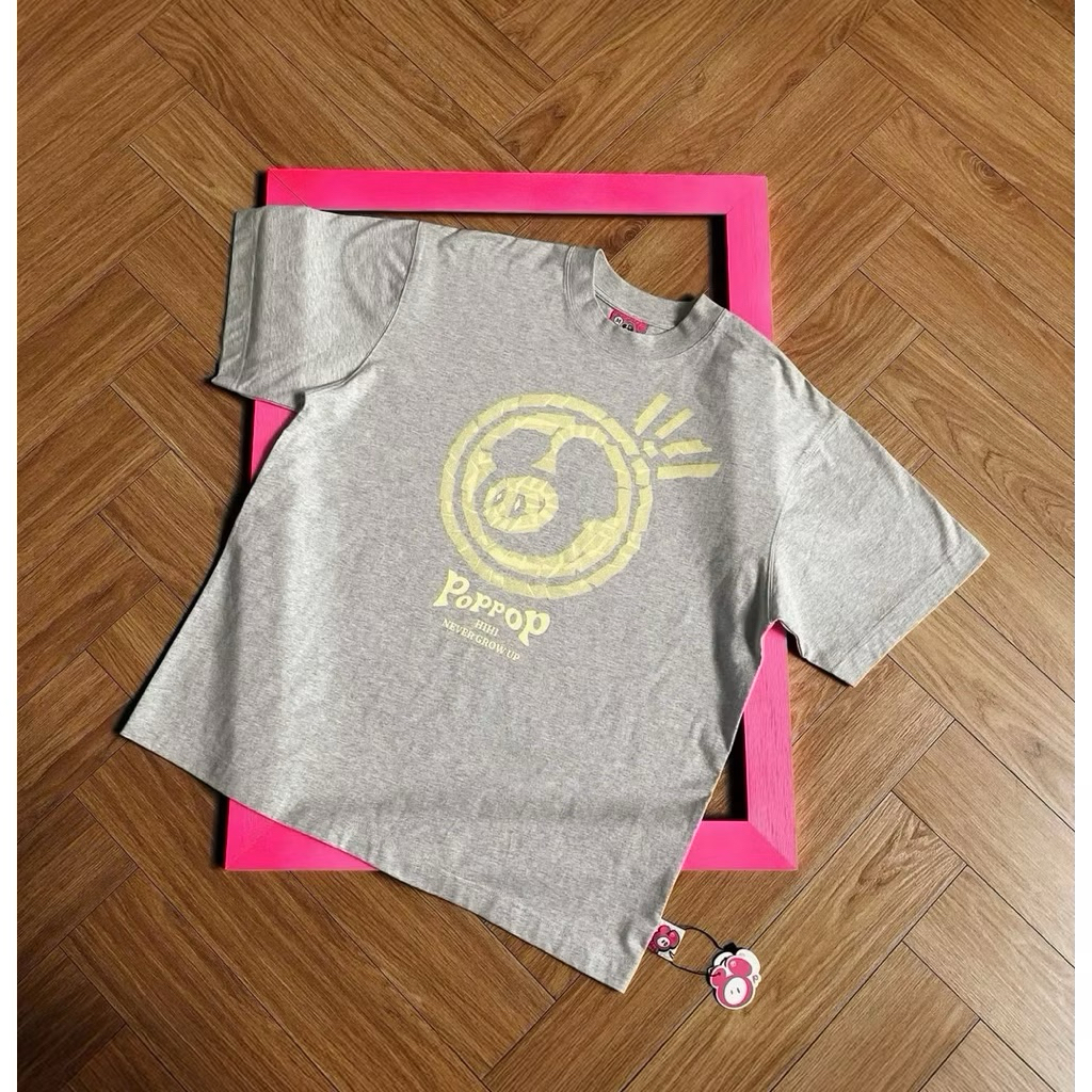 Áo thun POPPOP TAPE GREY tag bọc chính hãng