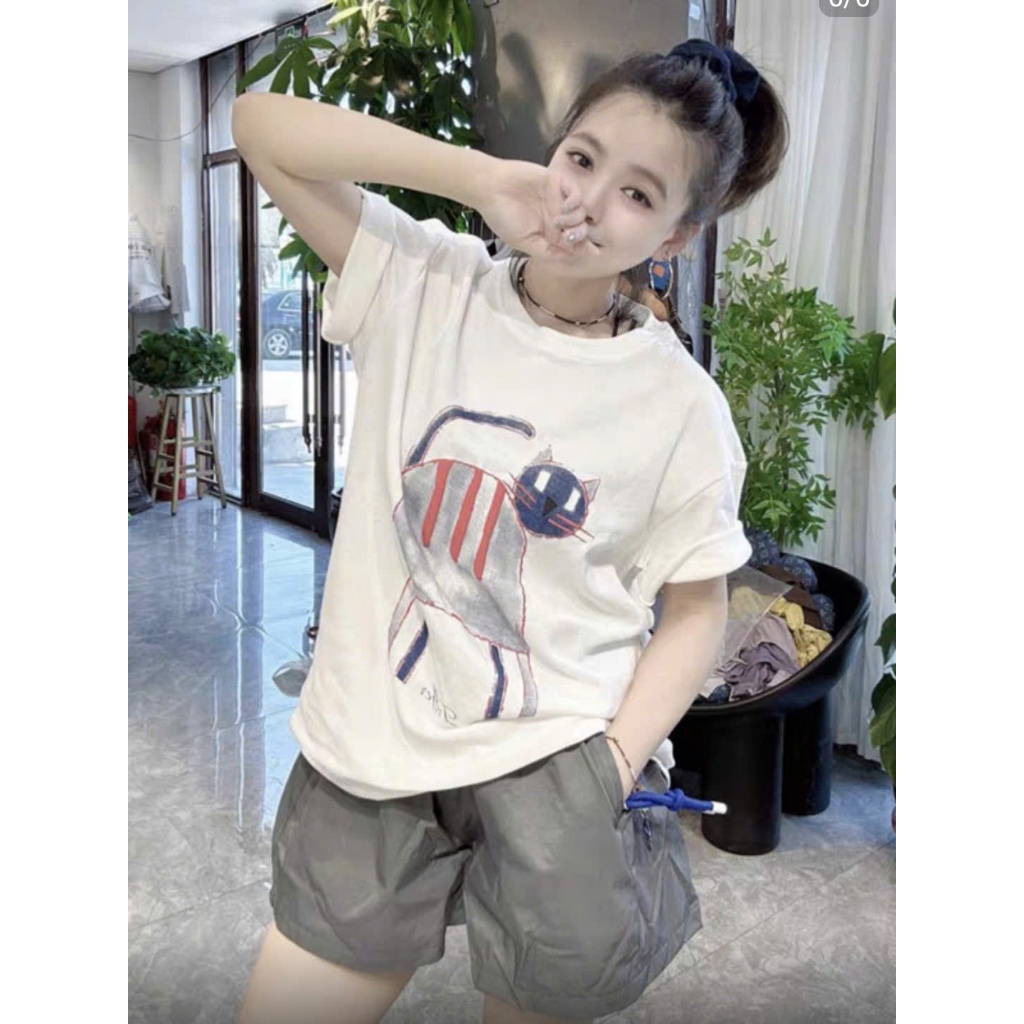 Áo thun ngắn tay nữ PENTHOS Áo thun cotton100% dày 280GSM, áo thun form rộng boxy size tới 85kg