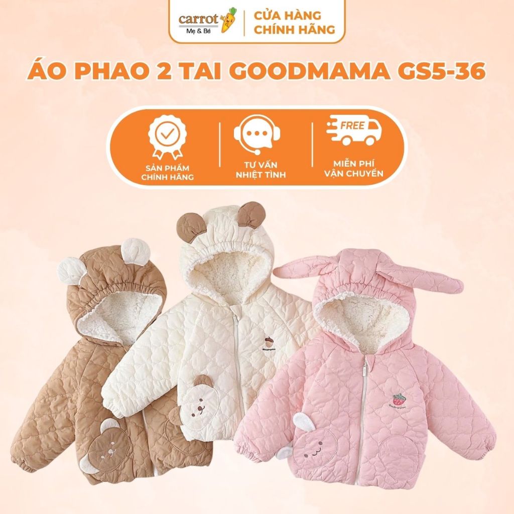 Áo Phao Lót Lông 2 Tai Goodmama GS5-36 Cho Bé Trai Bé Gái