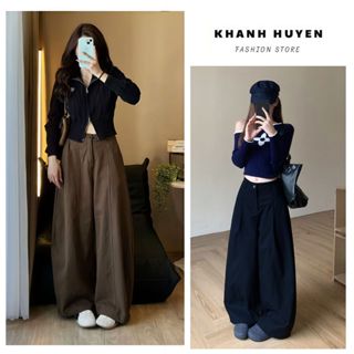  Quần Kaki Ống Rộng Nữ Form Thụng  Basic KH5084  Cạp Chun Sau  Phong Cách Hàn Quốc 