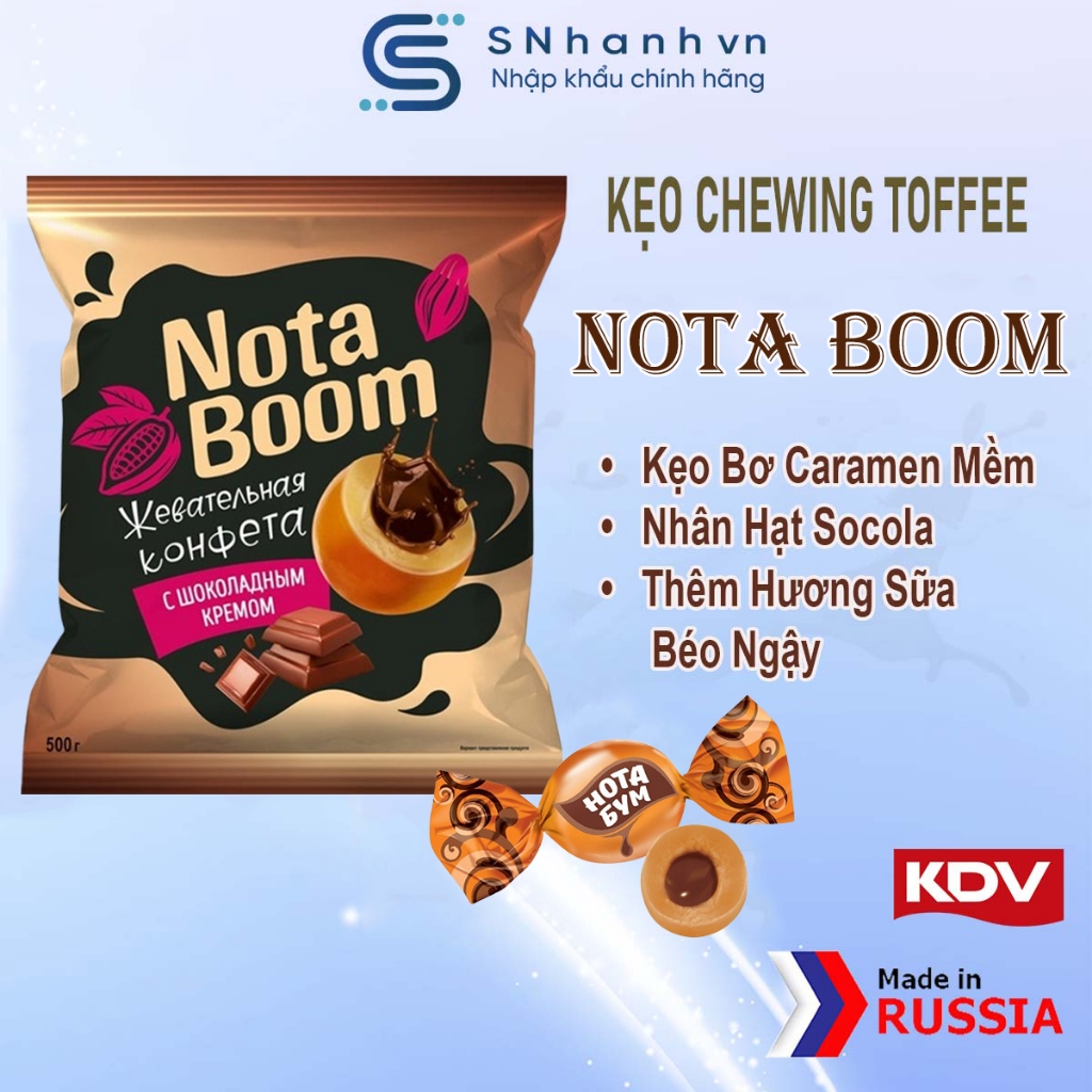 Kẹo Caramen Sữa nhân Socola thơm ngon Chewing Toffee Nota Boom