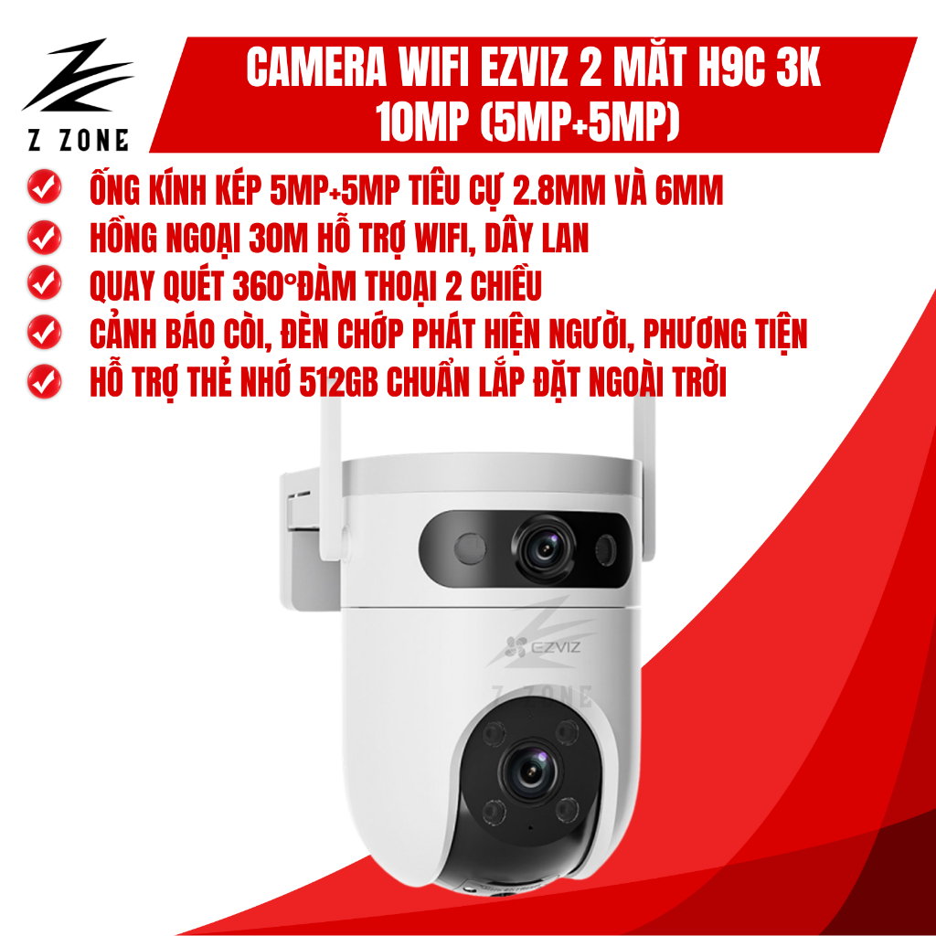 Camera WiFi Quay Quét Ống Kính Kép EZVIZ H9C (6MP hoặc 10MP) – Giám Sát Siêu Nét, Bảo Vệ Toàn Diện