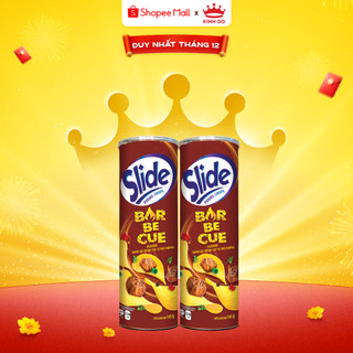   VC 15%  Bánh Lát Snack Khoai Tây Slide Vị Thịt Nướng Combo 2 Lon X 145G 