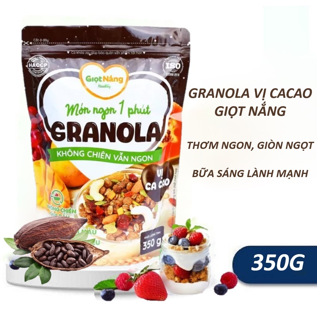 Granola Vị Cacao Nông Sản Giọt Nắng Granola Cocoa Flavour Không Chiên Ngon Giòn Bữa Sáng Lành Mạnh