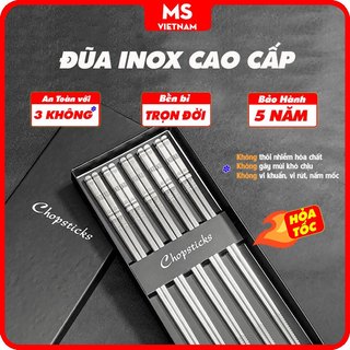   Đũa Inox 304 & 316 Cao Cấp– Chống Trượt Không Gỉ Không Mốc – Set 5 Đôi 🛡️ BH 5 năm ✅ 