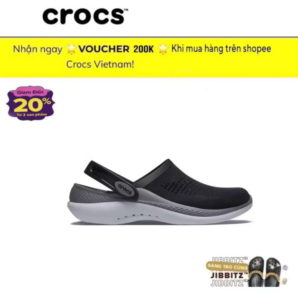 [ CHÍNH HÃNG ] Giày Clog Unisex Crocs Literide 360 - Đen