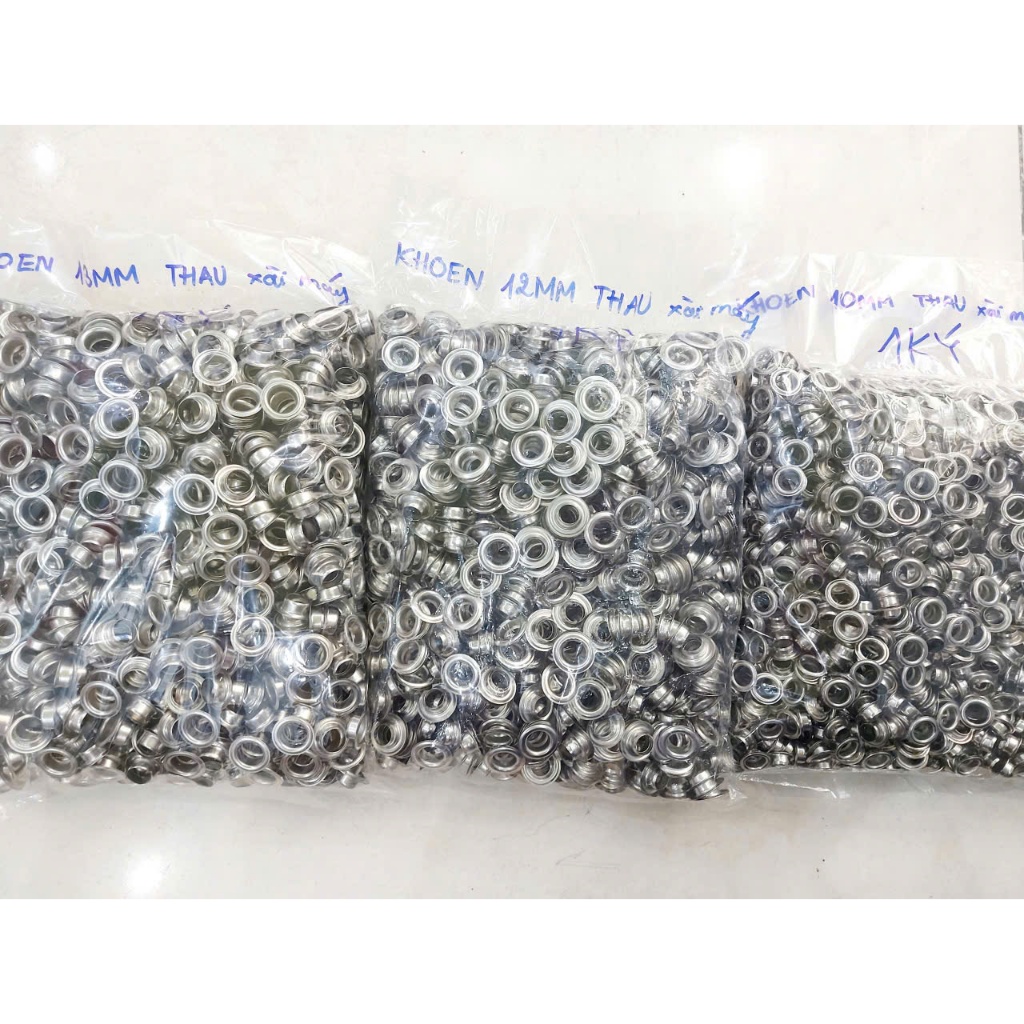 Khoen mắt cáo 10mm , 12mm , 13mm Thau không gỉ xi Màu BẠC Bán sỉ 1 ký KHÔNG long đền Chuyên xài máy 