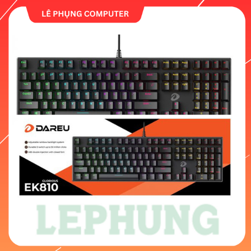 Bàn Phím cơ Dareu EK810 Multi-Led Black (USB/Multi Led/Blue switch)- bảo hành 24 tháng