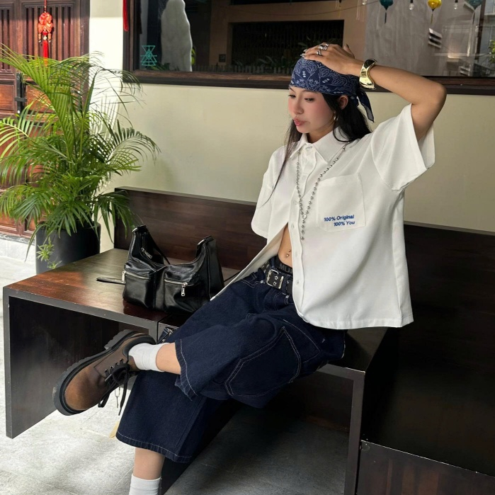 Áo Sơ Mi Trắng Cotton Form Boxy IMAGINE Thêu 3D Local Brand Unisex Nam Nữ - Homies Saigon | BigBuy360 - bigbuy360.vn