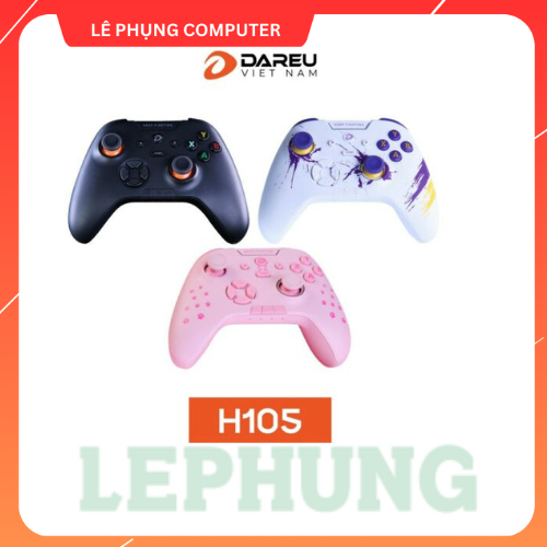 Tay cầm game DAREU H105 - Pin sạc :930mAh (RIPLE MODE: USB cable+2.4G+Bluetooth)- Bảo hành 1 năm
