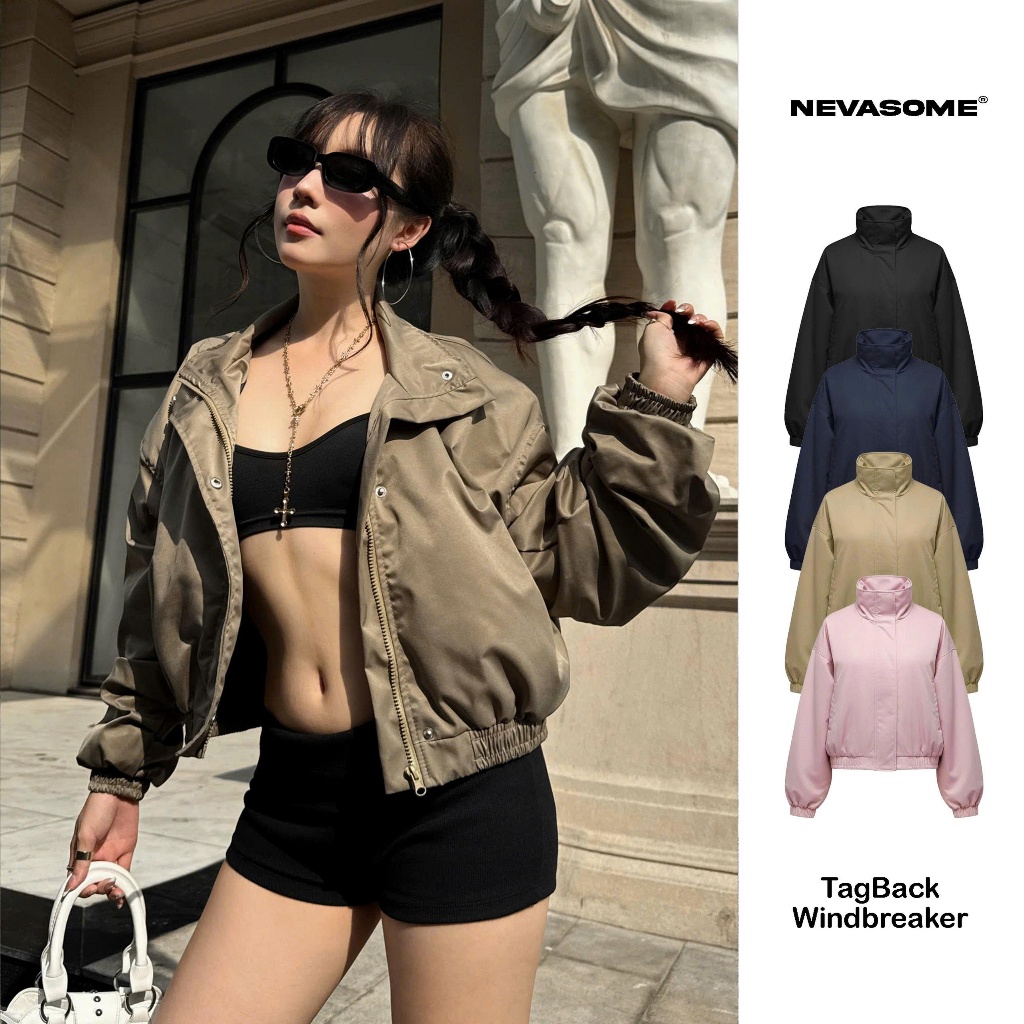 Áo Khoác TagBack Crop Windbreaker Local Brand NEVASOME 4 Màu Vải Gió Dày Dặn  Nữ Womenswear