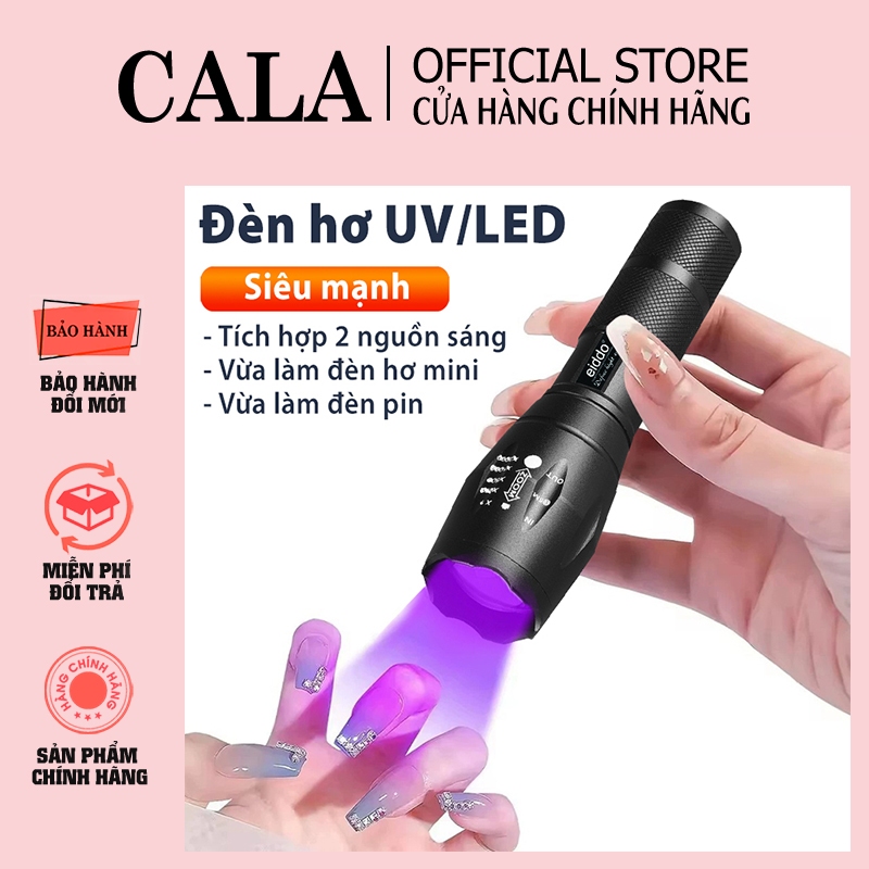 Đèn UV/LED 3 chế độ sáng tích điện - TẶNG KÈM GIẤY TEST UV - ánh sáng trắng & UV - Đi kèm cáp sạc Ty